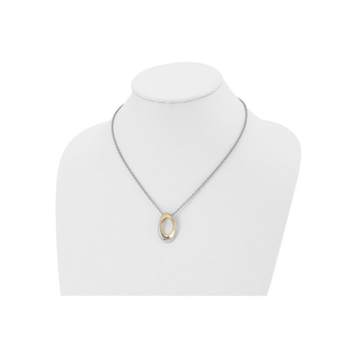 Yellow Plated Stainless Steel Polished Oval Necklace Pendant with Chain