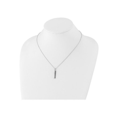 Sterling Silver Stick Necklace Pendant with Chain and Accent Diamonds