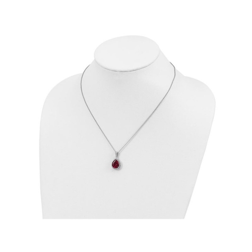 4.90 Carat Lab-Created Ruby Teardrop Pendant Necklace in Sterling Silver with Chain