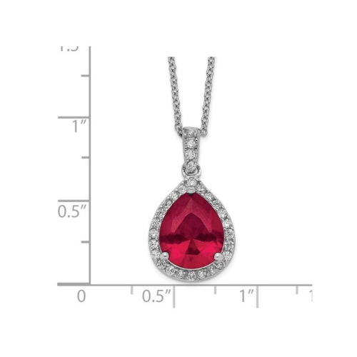 4.90 Carat Lab-Created Ruby Teardrop Pendant Necklace in Sterling Silver with Chain
