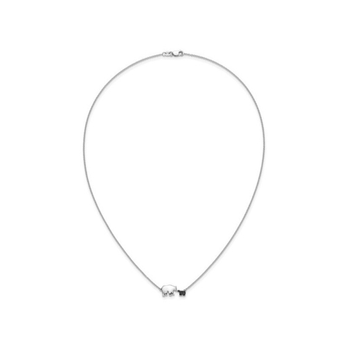 Black Diamond Baby Bear Charm Pendant Necklace in 14K White Gold with Chain