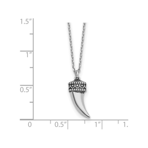 Antiqued Sterling Silver Horn Pendant Necklace with Chain