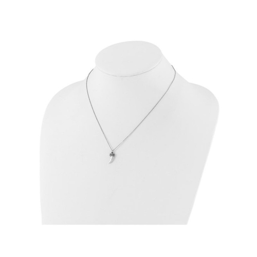 Antiqued Sterling Silver Horn Pendant Necklace with Chain