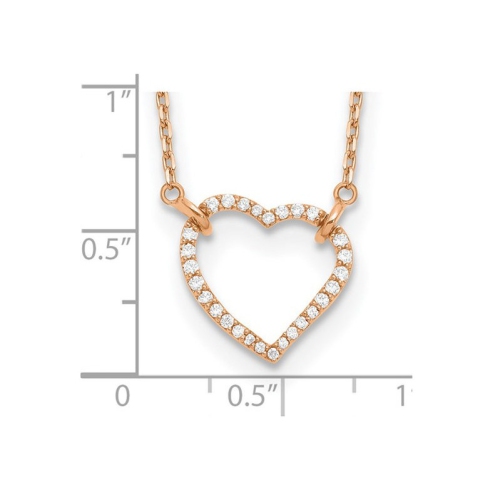 1/5 Carat Lab-Grown Diamond Open Heart Pendant Necklace 14K Rose Gold with Chain