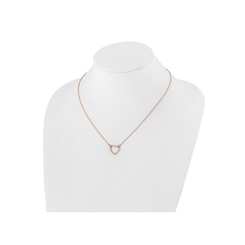 1/5 Carat Lab-Grown Diamond Open Heart Pendant Necklace 14K Rose Gold with Chain