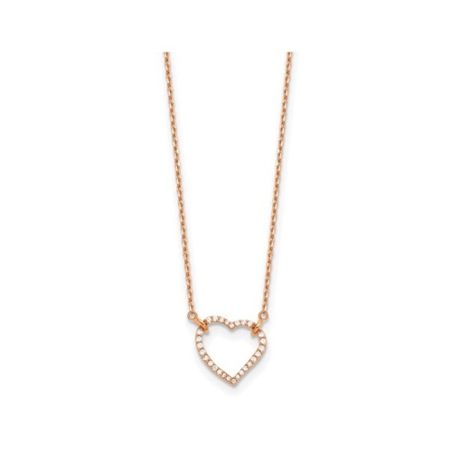 1/5 Carat Lab-Grown Diamond Open Heart Pendant Necklace 14K Rose Gold with Chain