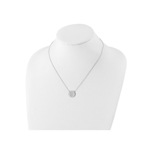 Sterling Silver Round Hamsa Pendant Necklace with Chain and Cubic Zirconias