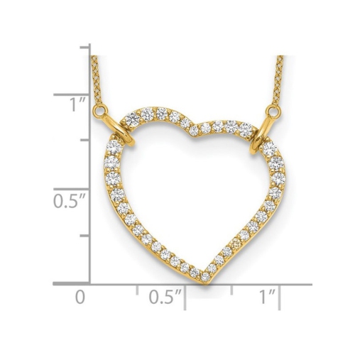 2/3 Carat Lab-Grown Diamond Open Heart Pendant Necklace 14K Yellow Gold with Chain