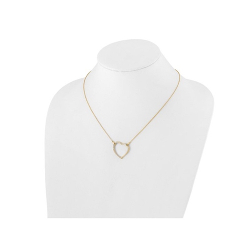 2/3 Carat Lab-Grown Diamond Open Heart Pendant Necklace 14K Yellow Gold with Chain