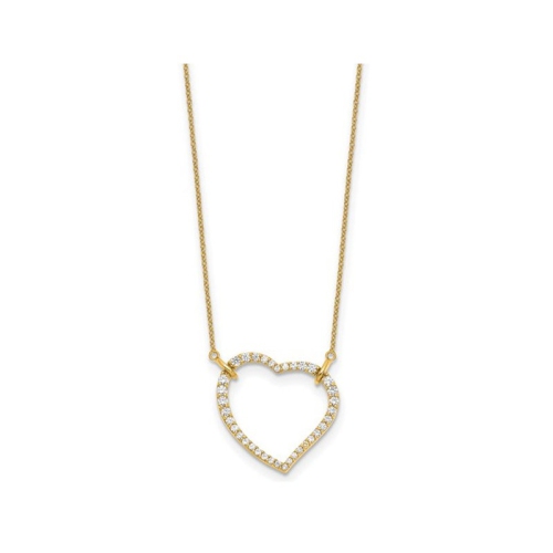 2/3 Carat Lab-Grown Diamond Open Heart Pendant Necklace 14K Yellow Gold with Chain