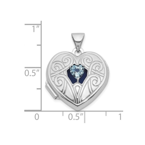1/5 Carat Aquamarine Heart Locket Pendant Necklace in Sterling Silver with Chain