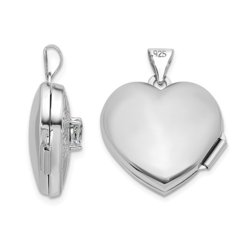 1/5 Carat Aquamarine Heart Locket Pendant Necklace in Sterling Silver with Chain