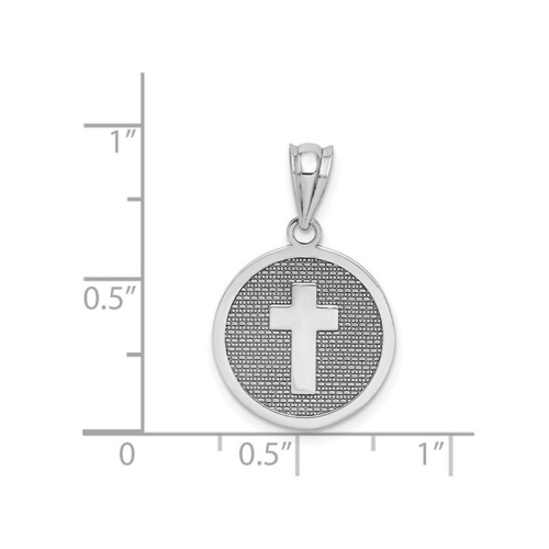 14K White Gold Reversible Circle Cross 1st Communion Pendant