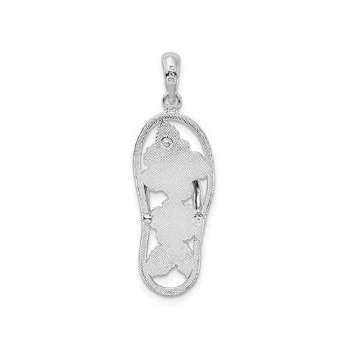 Sterling Silver Flip-Flop Sandal Hibiscus Flower Pendant Necklace with Chain
