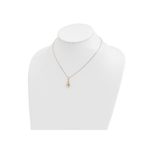 Collier en or jaune 14 K avec pendentif en forme de coeur et perle et chaîne