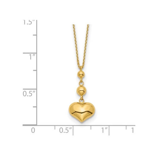 Collier en or jaune 14 K avec pendentif en forme de coeur et perle et chaîne