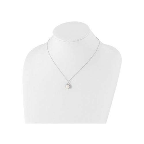 Freshwater Cultured Pearl Drop Pendant Necklace in Sterling Silver the Chain