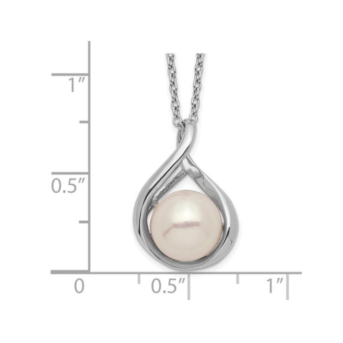 Freshwater Cultured Pearl Drop Pendant Necklace in Sterling Silver the Chain