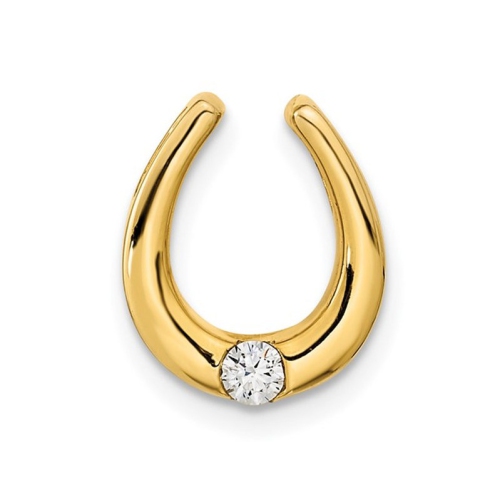 Pendentif à breloque en forme de fer à cheval en or jaune 14 K et diamant