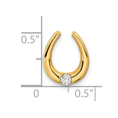 Pendentif à breloque en forme de fer à cheval en or jaune 14 K et diamant
