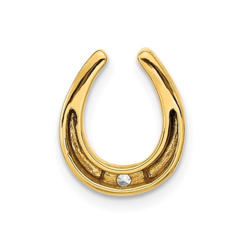 Pendentif à breloque en forme de fer à cheval en or jaune 14 K et diamant