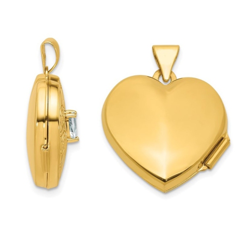 1/5 Carat Aquamarine Heart Locket Pendant Necklace in 14K Yellow Gold (NO CHAIN)