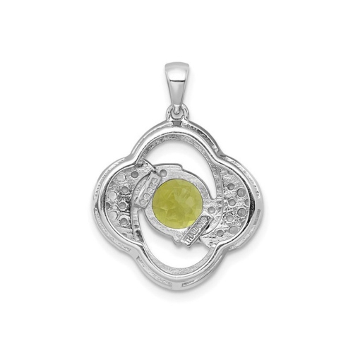 1.98 Carat Peridot and White Topaz Pendant Necklace in Sterling Silver with Chain