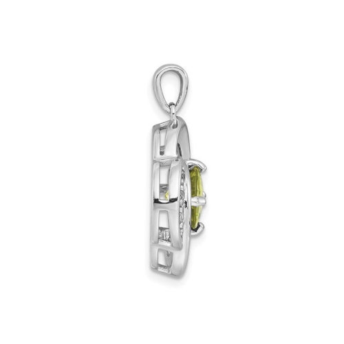 1.98 Carat Peridot and White Topaz Pendant Necklace in Sterling Silver with Chain
