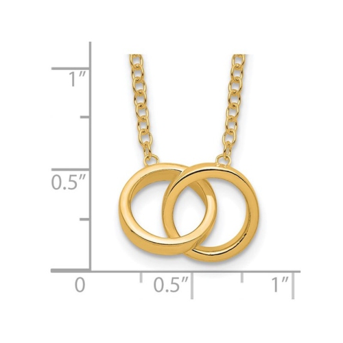 Yellow Sterling Silver 2-Ring Circle Pendant Necklace with Chain