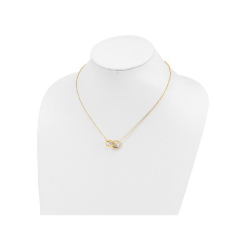 Yellow Sterling Silver 2-Ring Circle Pendant Necklace with Chain