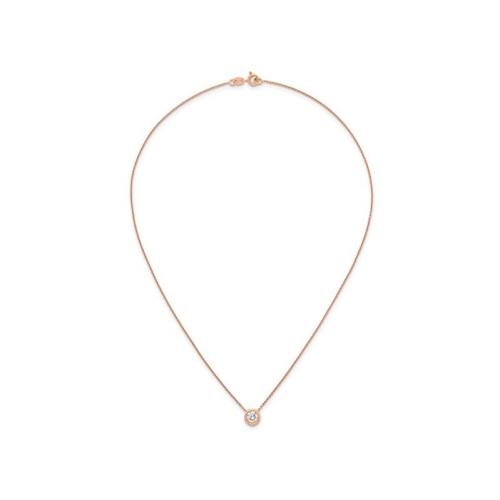 Round Cubic Zirconia Solitaire Pendant Necklace in Rose Sterling Silver