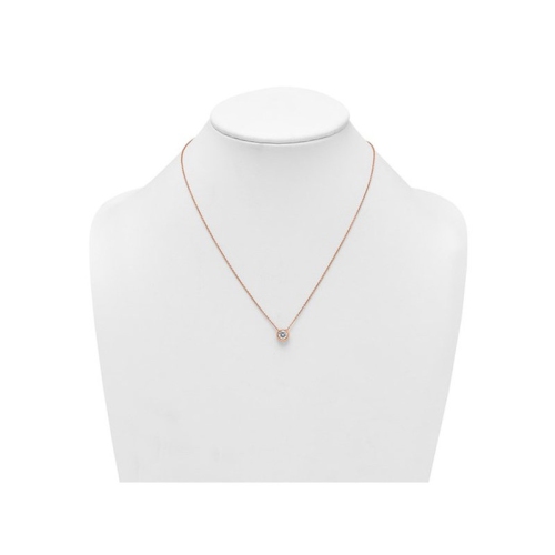 Round Cubic Zirconia Solitaire Pendant Necklace in Rose Sterling Silver
