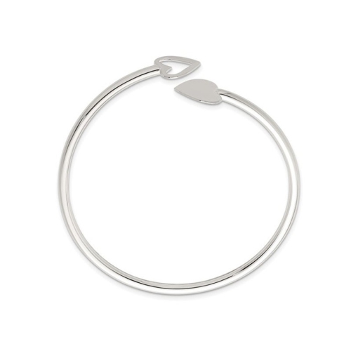 Sterling Silver Double Heart Flexible Bangle Bracelet