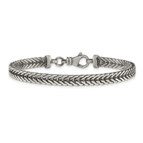 Mens Sterling Silver Franco Link Chain Bracelet 8 Inches