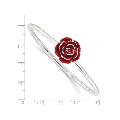 Stering Silver Rose Flower Flexible Bangle Bracelet