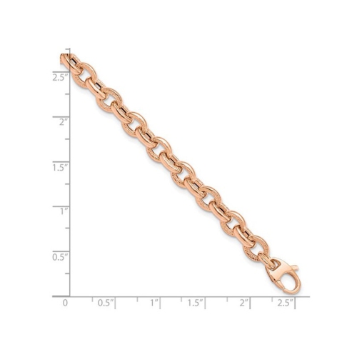 Ladies 14K Rose Gold Textured Link Bracelet