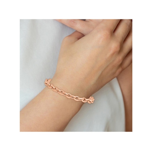 Ladies 14K Rose Gold Textured Link Bracelet