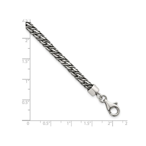 Mens Sterling Silver Antiqued Link Chain Bracelet 8 Inches