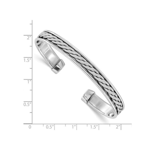 Sterling Silver Polished Braided Cuff Bangle Bracelet