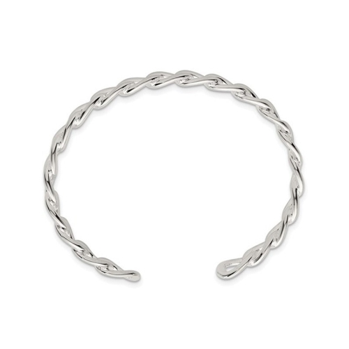 Sterling Silver Polished Curb LInk Cuff Bangle Bracelet