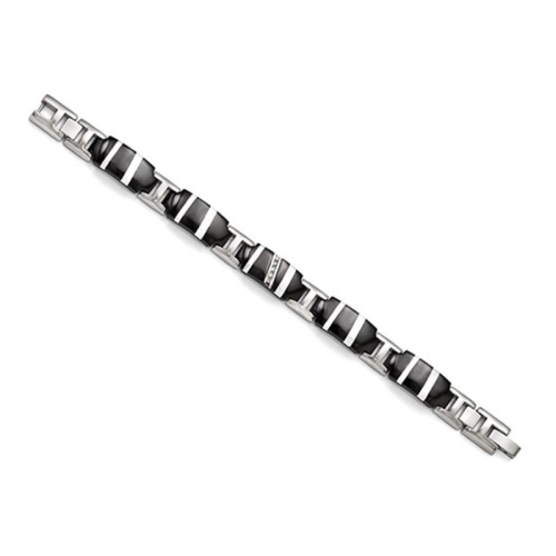 Bracelet homme en titane noir avec diamants 1/10 carat 8.50 pouces)