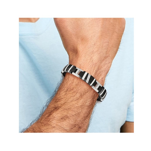 Bracelet homme en titane noir avec diamants 1/10 carat 8.50 pouces)
