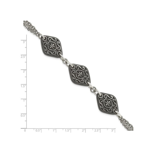 Black Titanium Etched Charm Bracelet