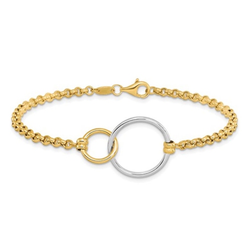 Image 1 of 5.. 10K Yellow and White Gold Interlocking Circle Bracelet