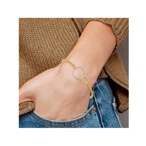 10K Yellow and White Gold Interlocking Circle Bracelet