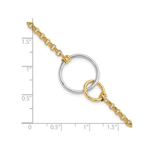 10K Yellow and White Gold Interlocking Circle Bracelet
