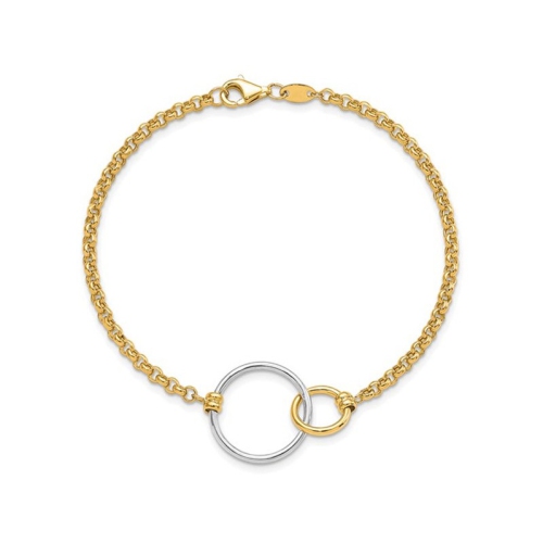 10K Yellow and White Gold Interlocking Circle Bracelet
