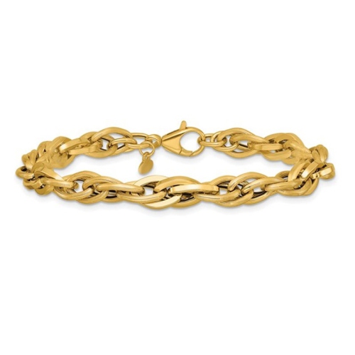 Image 1 of 5.. Ladies 14K Yellow Gold Twisted Link Bracelet