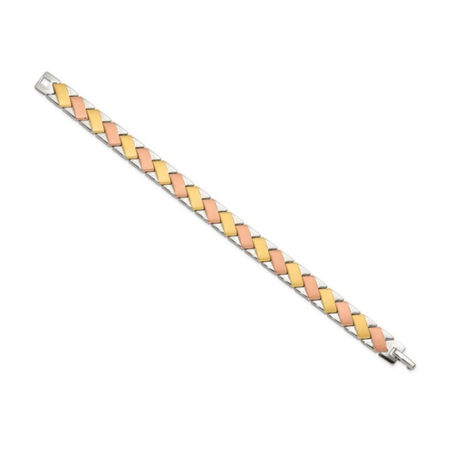 Mens Stainless Steel Yellow and Rose Plated Bracelet