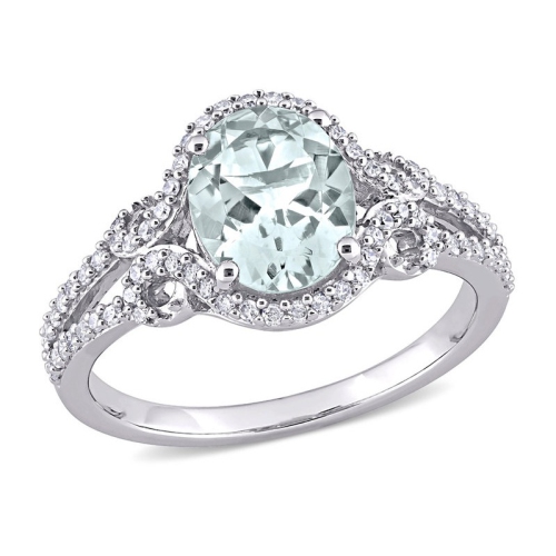 GEM AND HARMONY  3.00 Carat (Ctw) Clear Aquamarine And Morganite Ring In Sterling In Silver